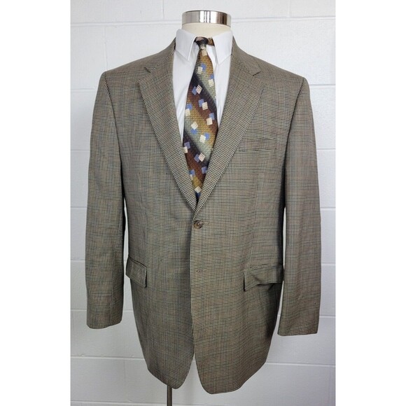 Ralph Lauren Mens Wool Houndstooth Check‎ Sport Coat Jacket 48L